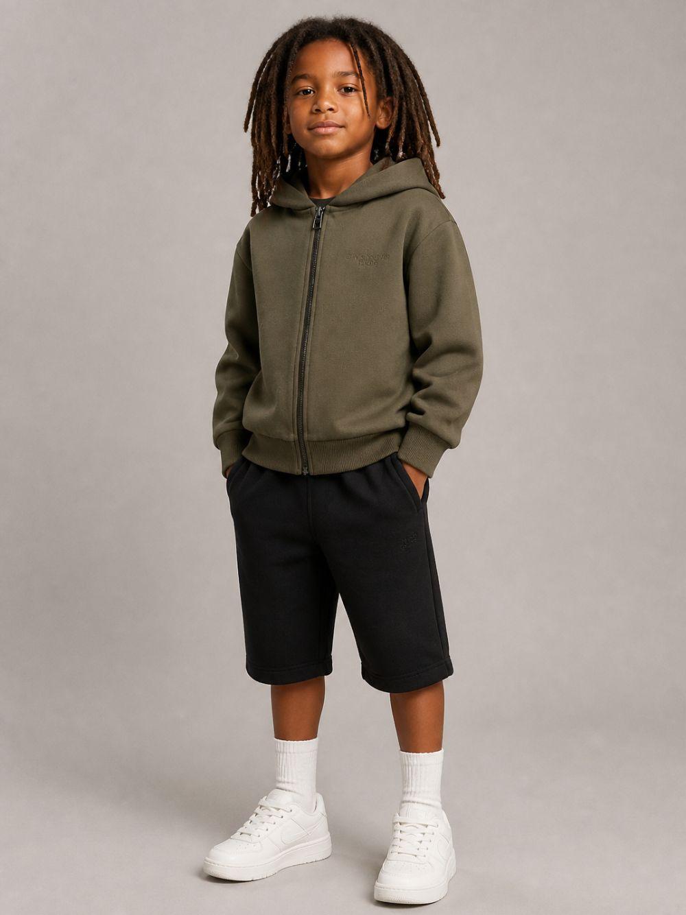 Felpa per bambino Givenchy Kids verde con logo ricamato e zip H31273 653 GIVENCHY KIDS 