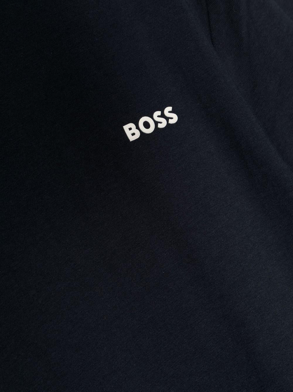 T-shirt con logo goffrato per bambino BOSS Kidswear nero con girocollo J25P23 849 BOSS KIDS 