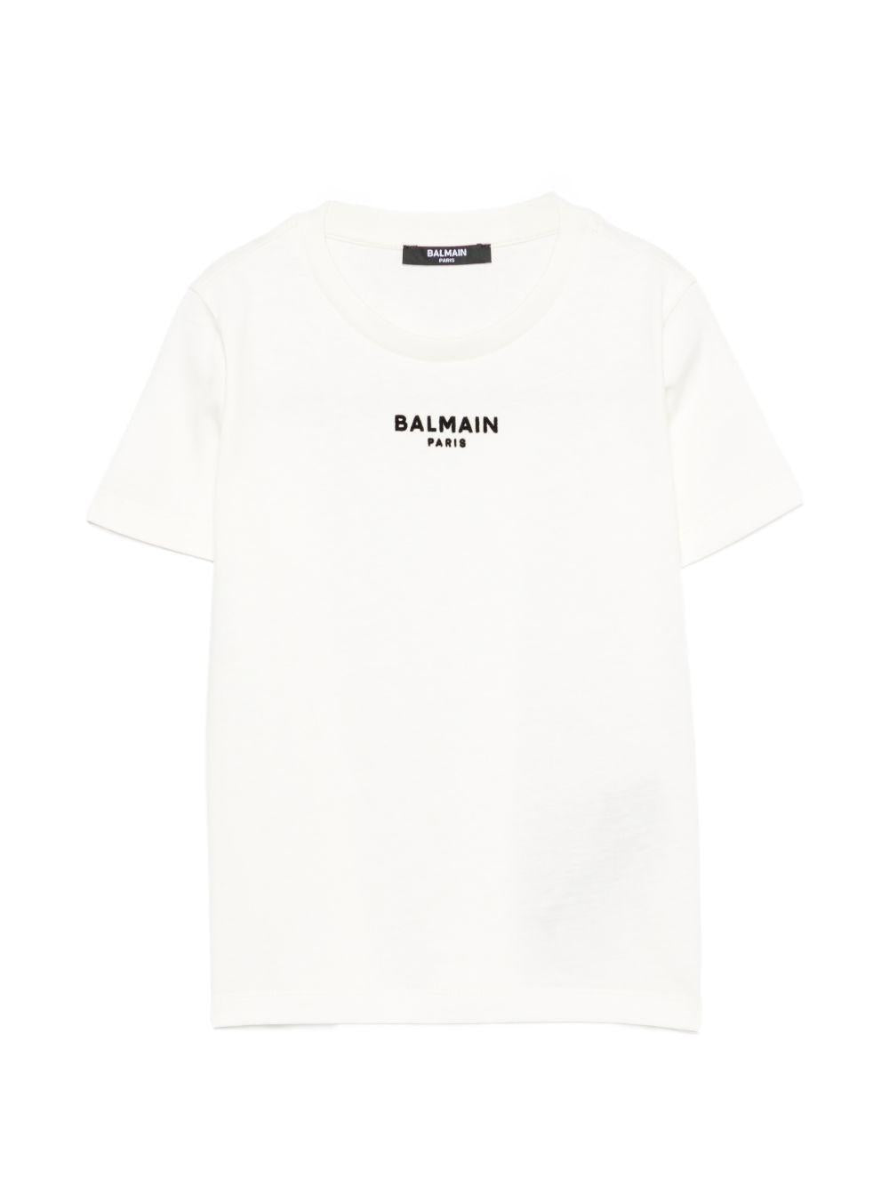 T-shirt per bambino Balmain Kids bianca con stampa logo sul davanti BZ8I11 Z3672 102NE BALMAIN KIDS 