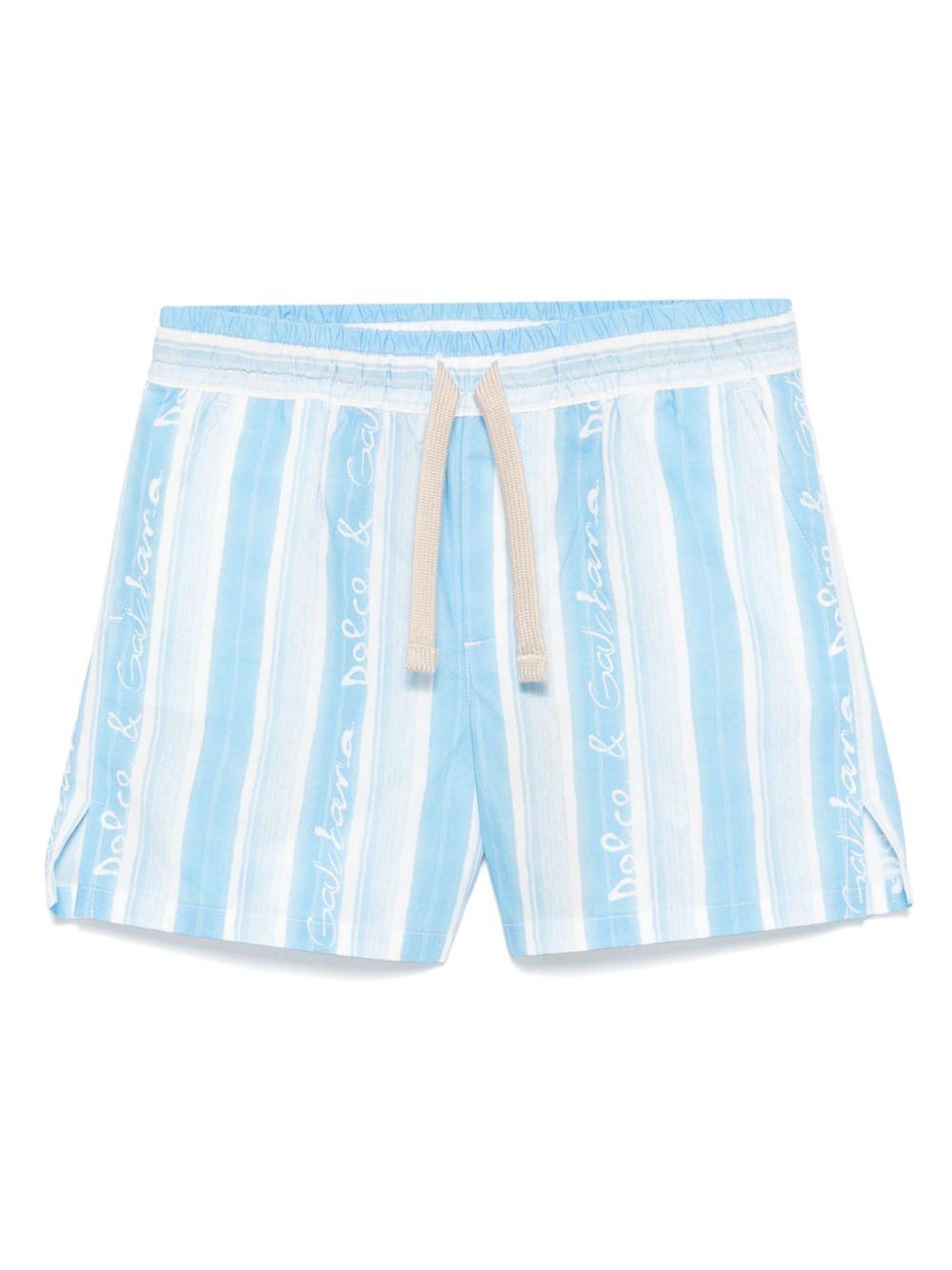 Shorts in popeline a righe per neonato Dolce & Gabbana Kids azzurro con spacchetti laterali L13Q08 HS5SS HA5JS DOLCE & GABBANA KIDS 