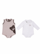 Set due pezzi per neonati Fendi Kids beige con ricamo orsetto sul davanti con logo FF BUG207 AVVZ F1P2N FENDI KIDS 