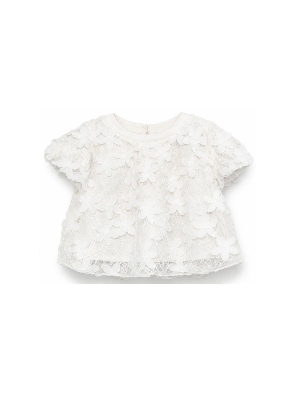 Top per bambina Balmain Kids bianco con motivo floreale BY5021 U0263 100 BALMAIN KIDS 