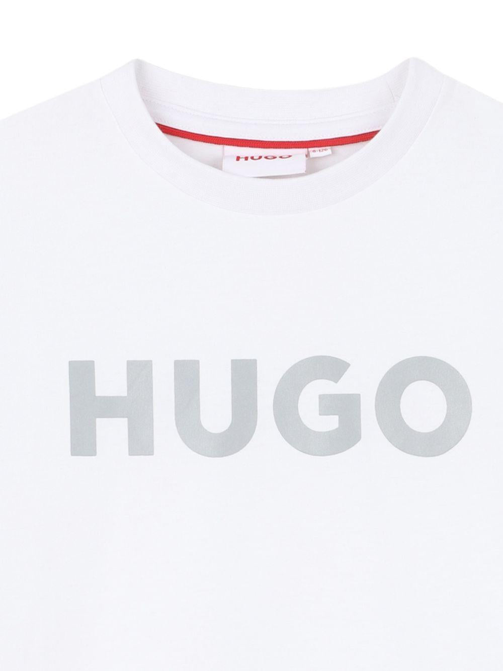 T-shirt per bambino Hugo Kids bianca con logo a contrasto G01016 10P Hugo KIDS 