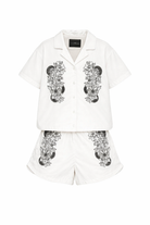 Set top e shorts per bambina John Richmond Junior bianco con stampa a fiori RGP26126CE WHITE JOHN RICHMOND KIDS 