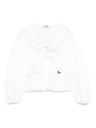 Blusa in popeline per bambina MSGM Kids bianco con orli elasticizzati S5MSJGBL128 001 MSGM KIDS 