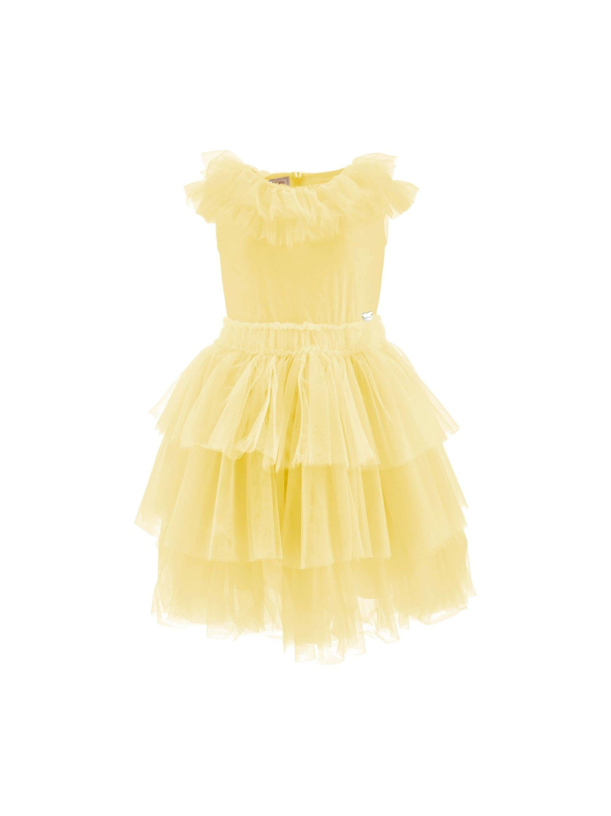 Abito per bambina Monnalisa giallo con gonna a balze 17G908NP T9945 0014 MONNALISA KIDS 