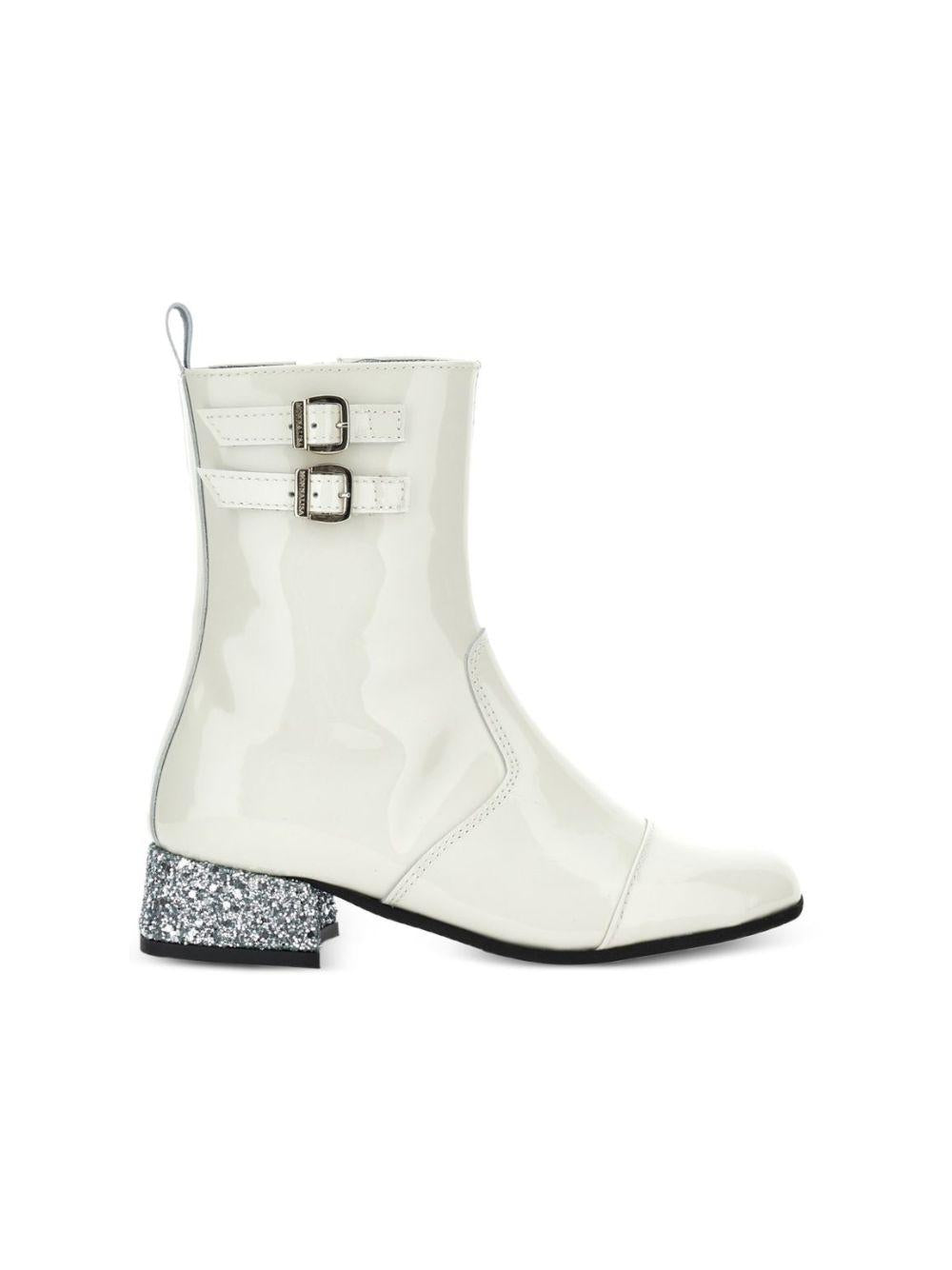 Stivaletti per bambina Monnalisa Kids bianchi con tacco largo con glitter 87H001 8770 0001 MONNALISA KIDS 