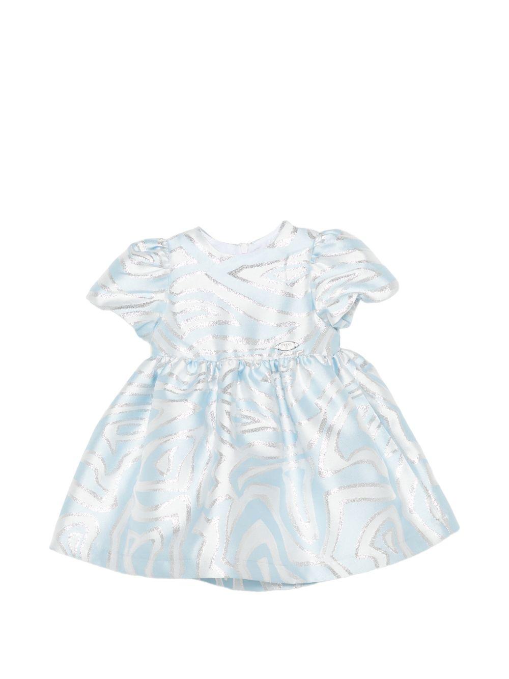 Abito per neonata Emilio Pucci Junior azzurro con finitura metallizzata PZ1101 S0273 600AG EMILIO PUCCI KIDS 