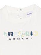 T-shirt per neonato Emporio Armani Kids bianca con logo sul davanti EB001080 AF14503 U0003 EMPORIO ARMANI KIDS 