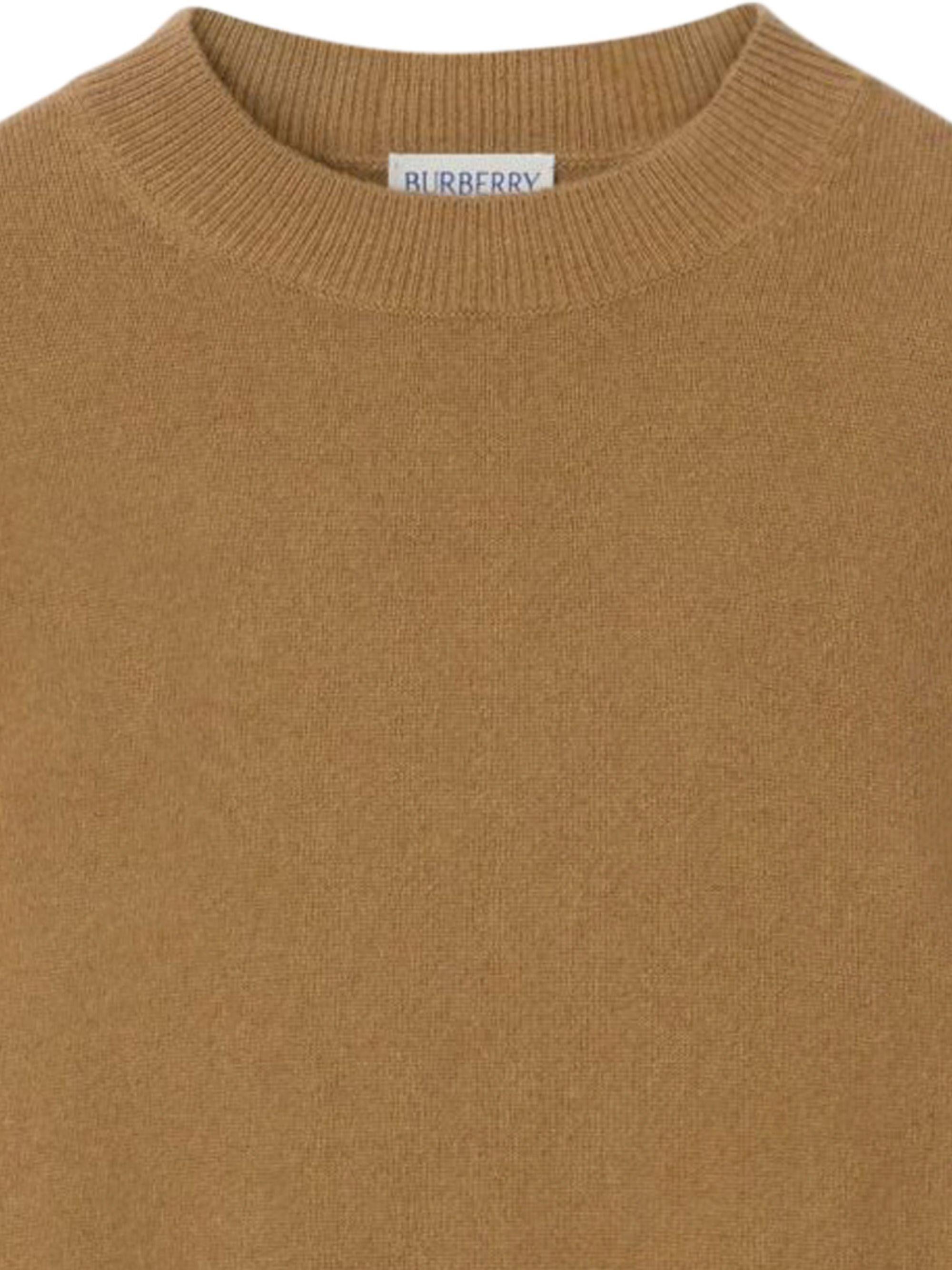 Maglione per bambino Burberry Kids marrone con applicazioni sui gomiti a quadri 8117203 A1420 BURBERRY KIDS 