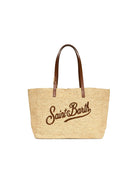 Borsa Rafia City MC2 Saint Barth beige con ricamo logo RAFC001 00358L MC2 ST. BARTH KIDS 