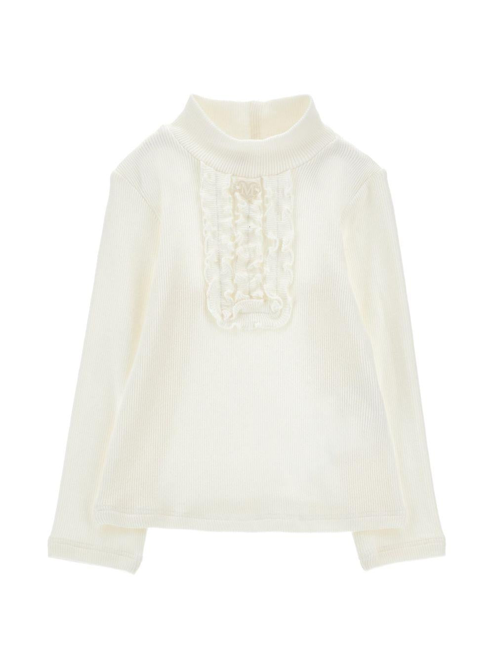 Maglione per bambina Monnalisa Kids beige con pettorina con ruches 37H617 8212 0001 MONNALISA KIDS 