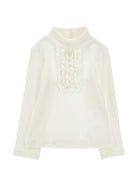Maglione per bambina Monnalisa Kids beige con pettorina con ruches 37H617 8212 0001 MONNALISA KIDS 