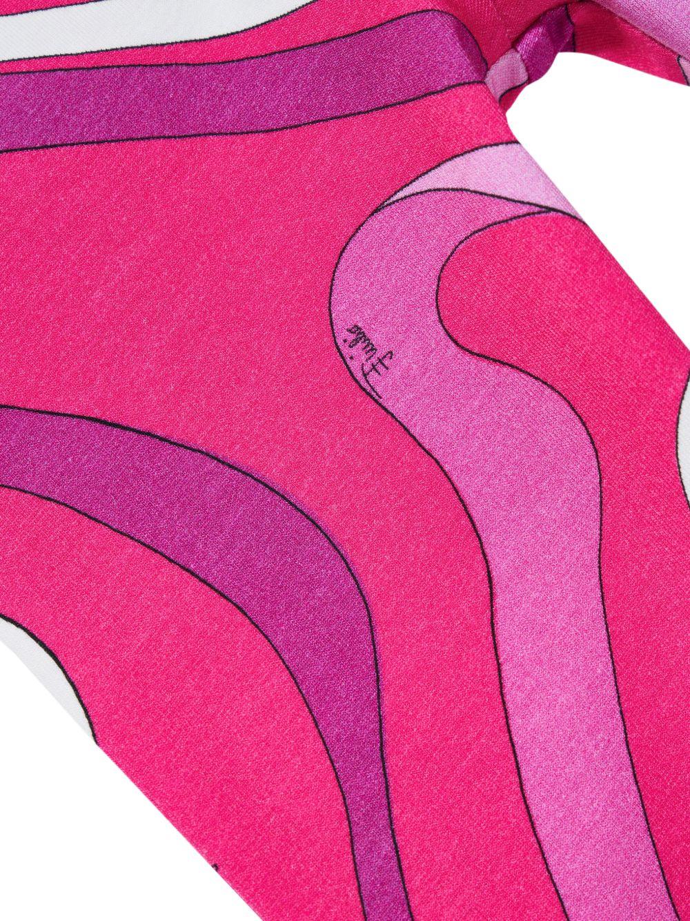 Leggings per bambina Emilio Pucci Junior fucsia con stampa astratta PY6B61 Z3687 570BC EMILIO PUCCI KIDS 