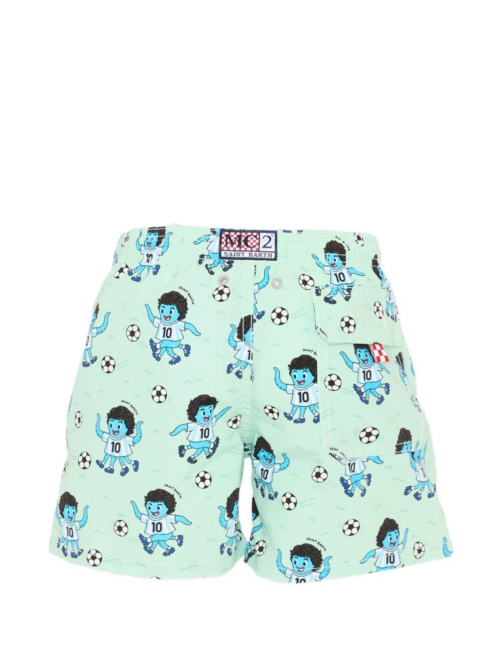Costume da bagno per bambino MC2 Saint Barth Kids verde con stampa fumetto JEA0001 02042L MC2 ST. BARTH KIDS 