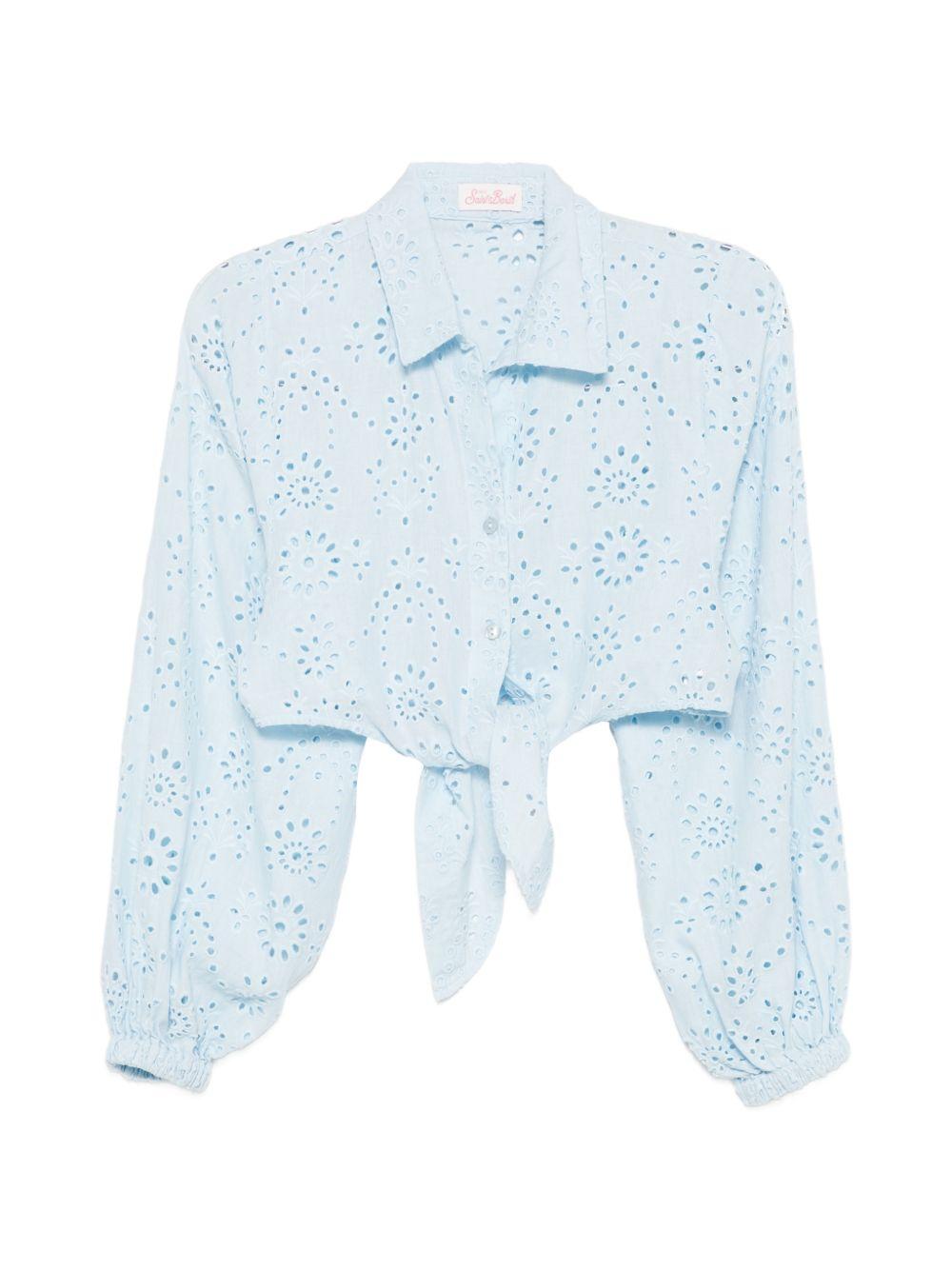 Camicia per donna MC2 Saint Barth azzurra in pizzo sangallo FEY0001 01832L MC2 ST. BARTH 
