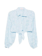 Camicia per donna MC2 Saint Barth azzurra in pizzo sangallo FEY0001 01832L MC2 ST. BARTH 
