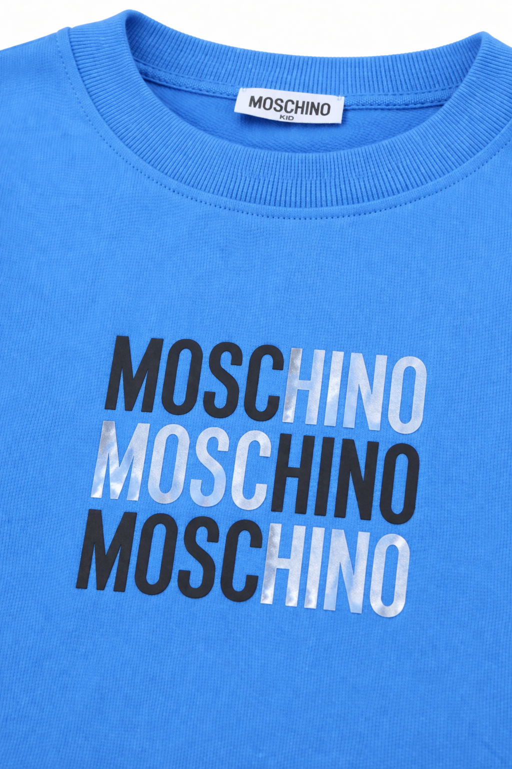 Felpa per bambini Moschino Kids azzurra con logo sul davanti HRF078LCA32 40630 MOSCHINO KIDS 