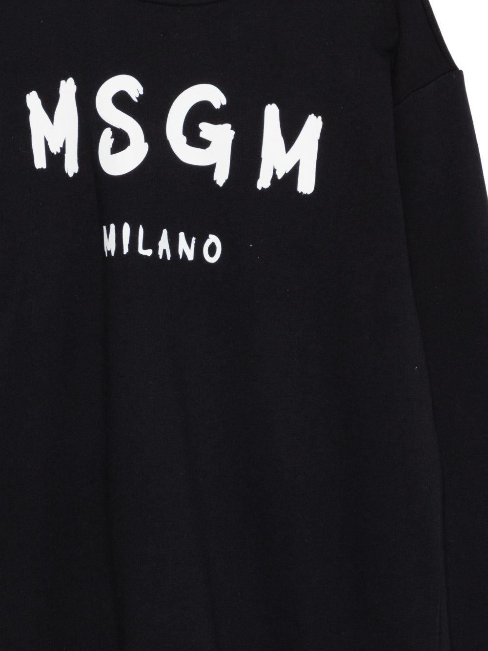 Felpa per bambino MSGM Kids nera con stampa logo S6MSJUSW007 110 MSGM KIDS 