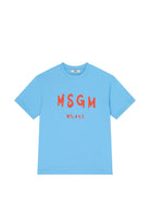 T-shirt per bambini MSGM Kids azzurra con stampa logo S6MSJUTH001 MS073 MSGM KIDS 