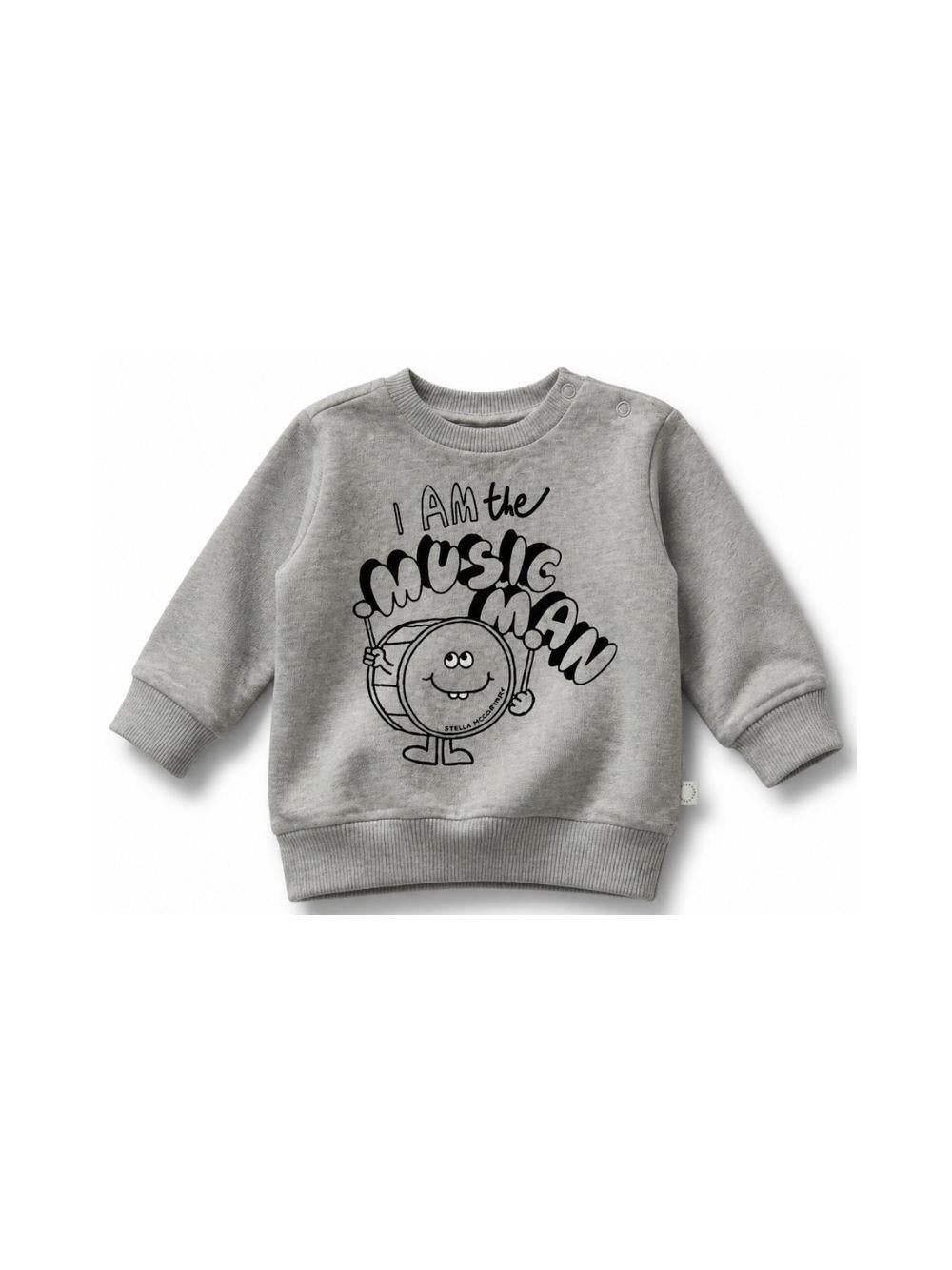 Felpa per neonato Stella McCartney Kids grigio con stampa grafica sul davanti TY4540 Z0499 807 STELLA McCARTNEY KIDS 