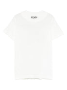 T-shirt per bambina Fendi Kids bianca con stampa fiocco sul davanti JFI391 7AJ F0TU9 FENDI KIDS 