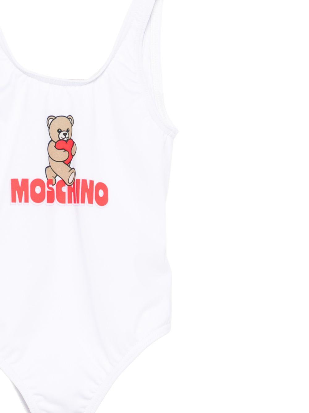 Costume da bagno per neonata Moschino Kids bianco con stampa orso sul davanti M3L00ALKA11 10101 MOSCHINO KIDS 