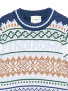 Maglione per bambino Fendi Kids blu con motivo Fair Isle JMG135 AYMS F1I11 FENDI KIDS 