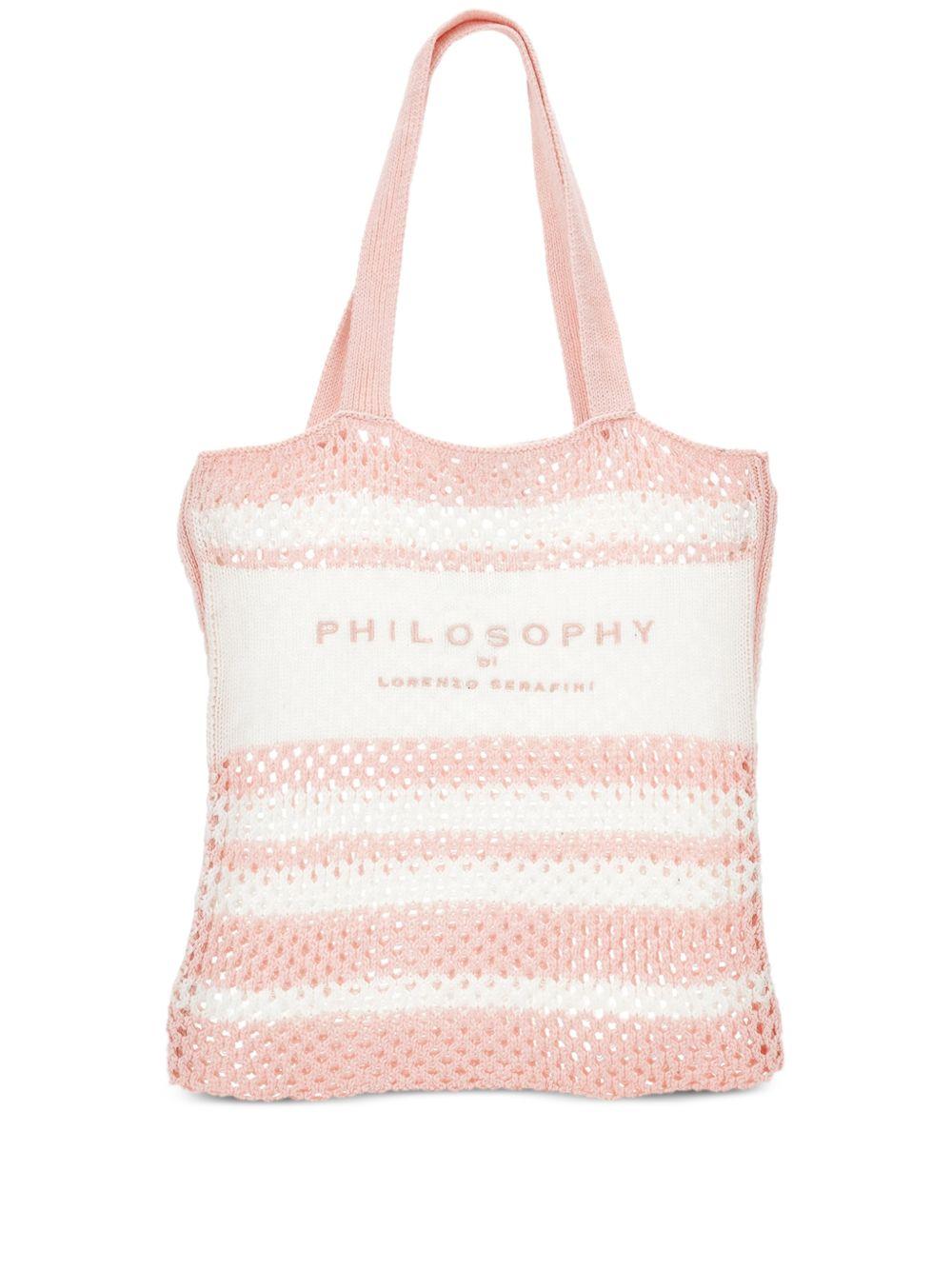Borsa tote per bambina Philosophy di Lorenzo Serafini rosa con logo sul davanti I9G002 7030 0193 PHILOSOPHY KIDS 