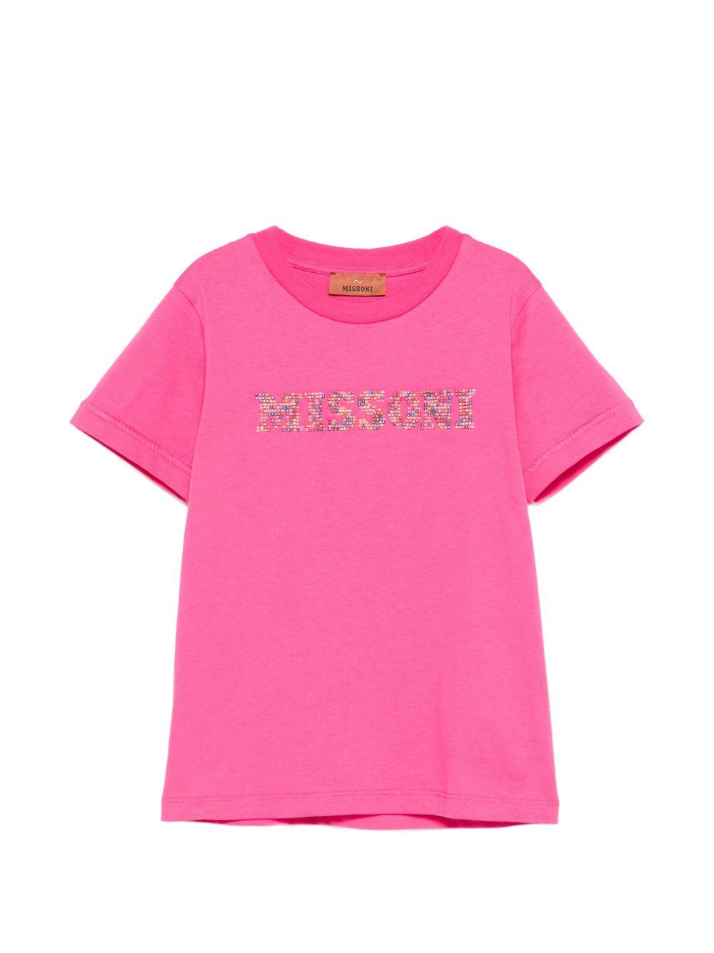 T-shirt per bambina Missoni Kids rosa con dettagli decorativi MY8A81 Z3672 513 MISSONI KIDS 