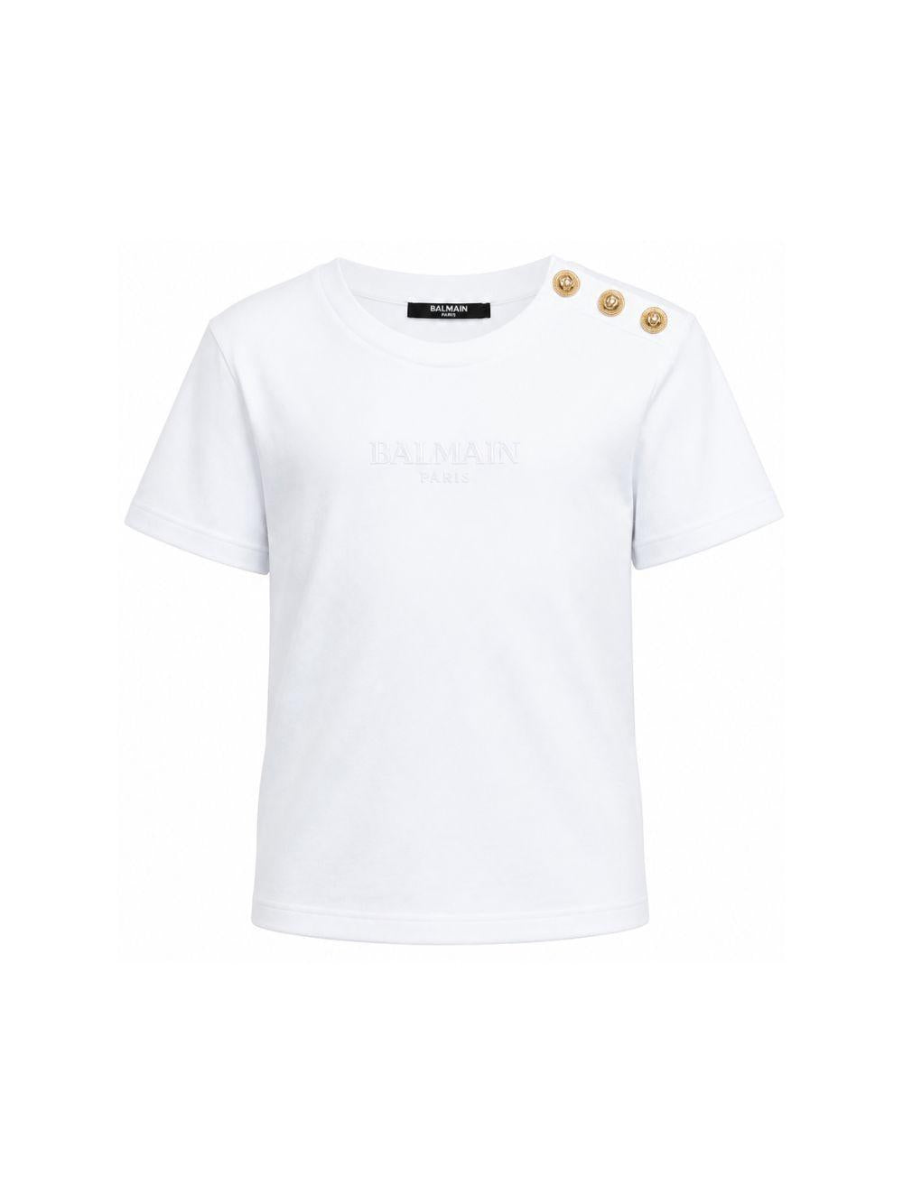 T-shirt per bambini Balmain Kids bianca con dettaglio bottoni sulla spalla BZ8I81 Z3672 100OR BALMAIN KIDS 