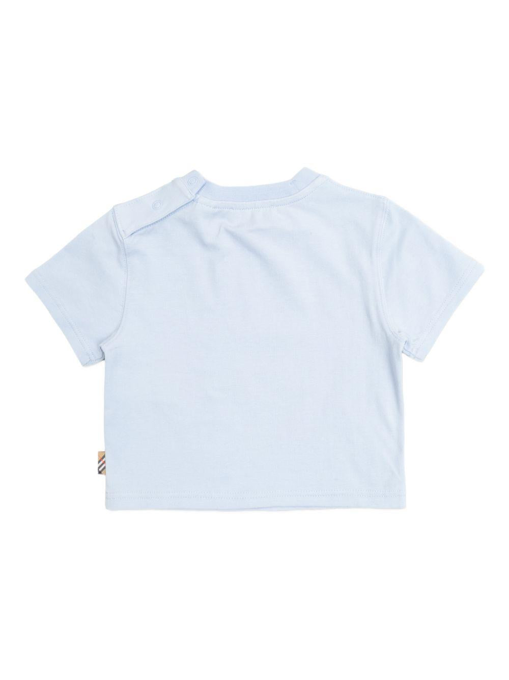 T-shirt per neonato Burberry Kids blu con stampa logo sul davanti 8121188 A2165 BURBERRY KIDS 
