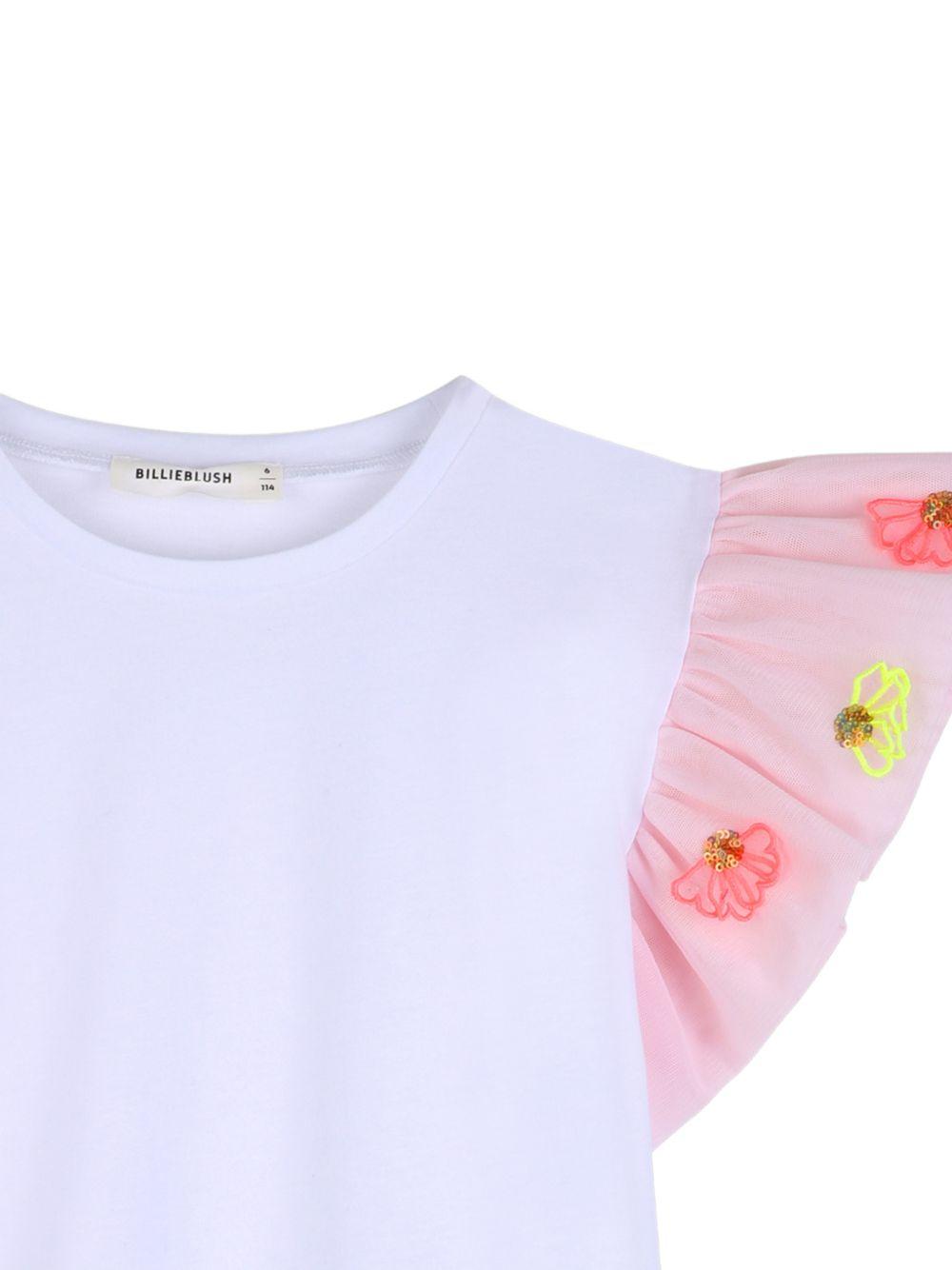 T-shirt per bambina Billieblush bianca con maniche ad aletta U21937 10P BILLIEBLUSH KIDS 