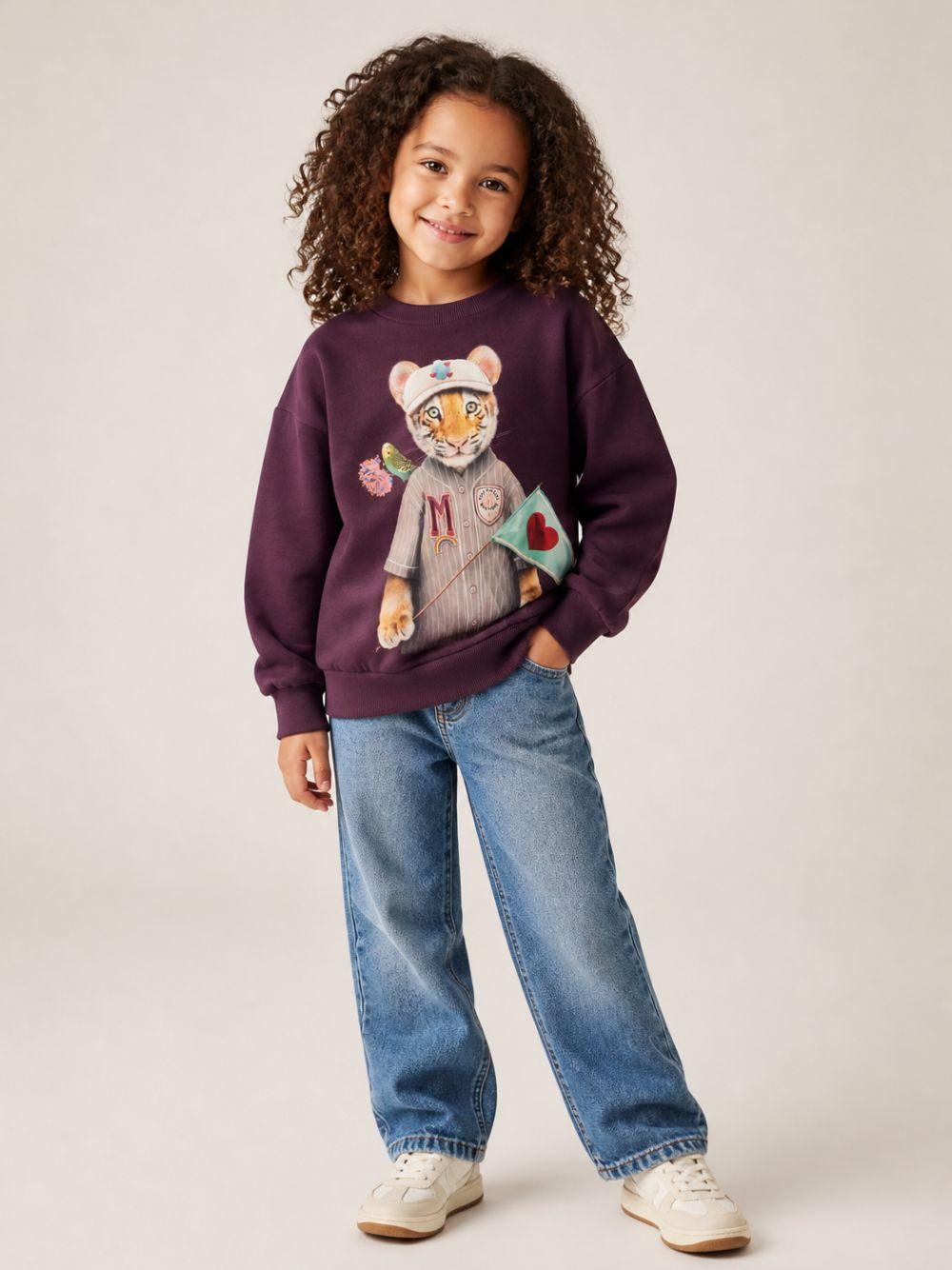 Felpa per bambina Molo Kids viola con stampa grafica animali 2W26J202 5805 MOLO KIDS 