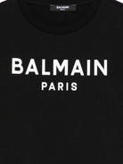 T-shirt per bambino Balmain Kids nera con logo sul davanti BY8R11 Z3672 930BC BALMAIN KIDS 
