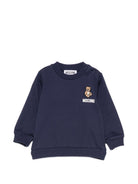 Felpa per neonati Moschino Kids blu con ricamo Teddy Bear MUF06OLCA40 40016 MOSCHINO KIDS 