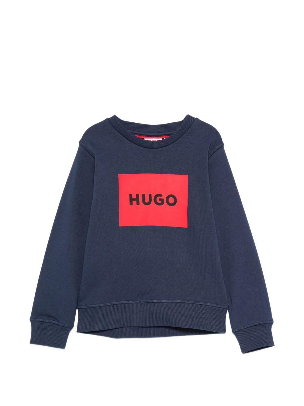 Felpa per bambino Hugo Boss blu navy con stampa logo G01184 85C Hugo KIDS 