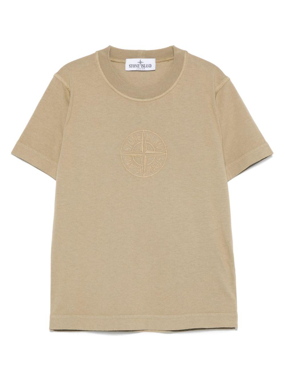 T-shirt per bambino Stone Island Junior con ricamo con logo con orlo dritto K1S162100009S0050 V009A STONE ISLAND JUNIOR 