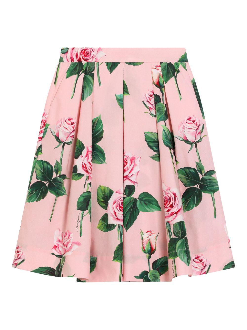 Gonna per bambina Dolce & Gabbana Kids rosa con dettagli plissettati L55I01 HS5S7 HF5IZ DOLCE & GABBANA KIDS 