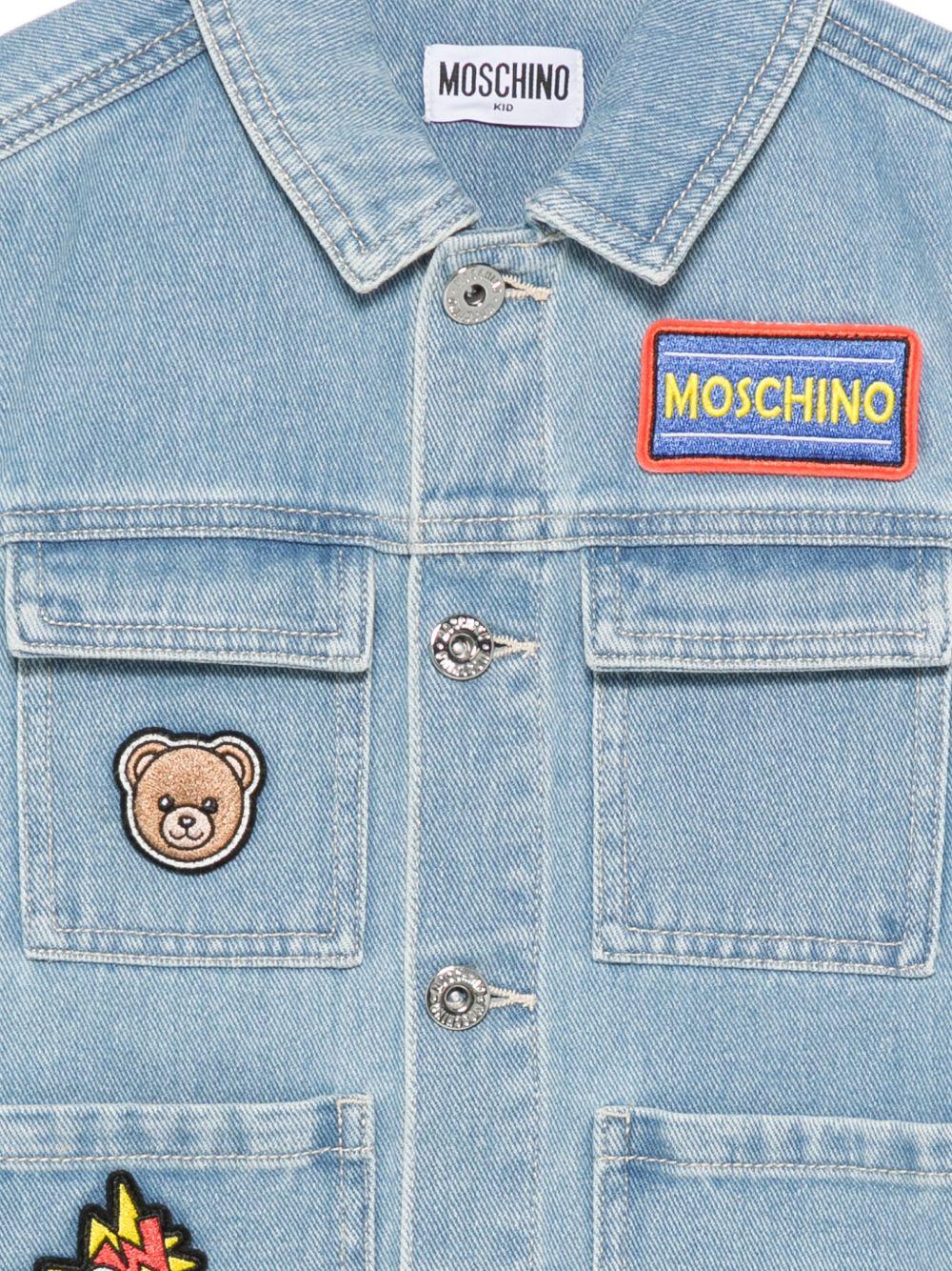 Gilet per bambino Moschino Kids in denim con applicazione HUN001L0E37 41100 MOSCHINO KIDS 