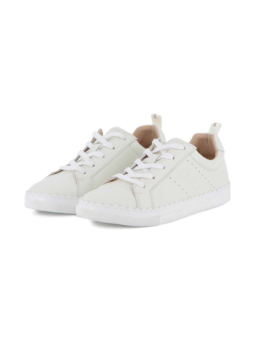 Sneakers per bambina Chloé Kids traforate bianche in pelle C20698 117 CHLOE' KIDS 
