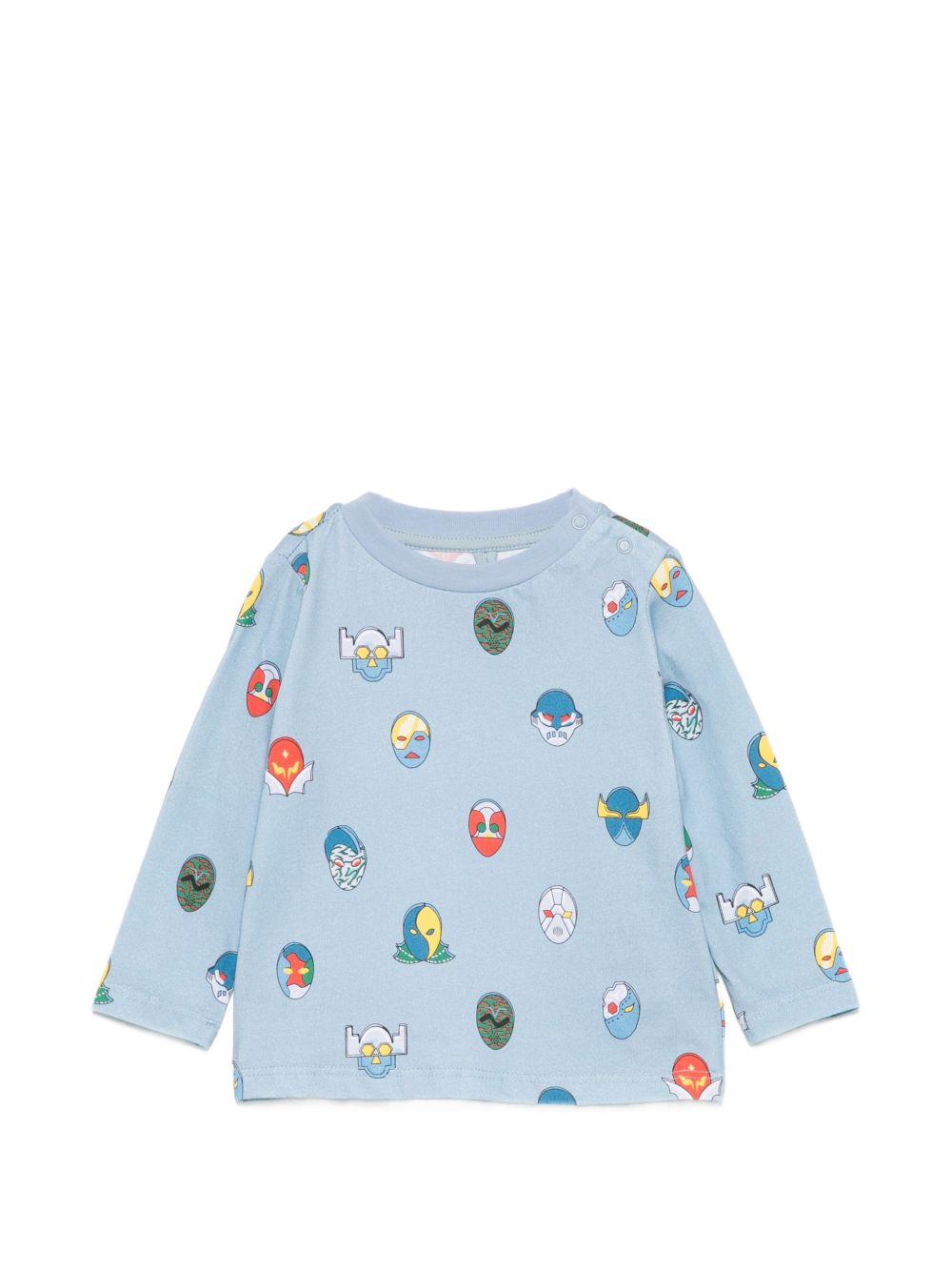 T-shirt per neonato Stella McCartney Kids azzurra con stampa grafica all-over TZ8250 Z4121 61EMC STELLA McCARTNEY KIDS 