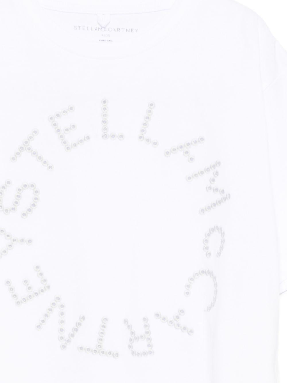 T-shirt per bambina Stella McCartney Kids bianca con dettaglio logo TY8C01 Z0434 100 STELLA McCARTNEY KIDS 