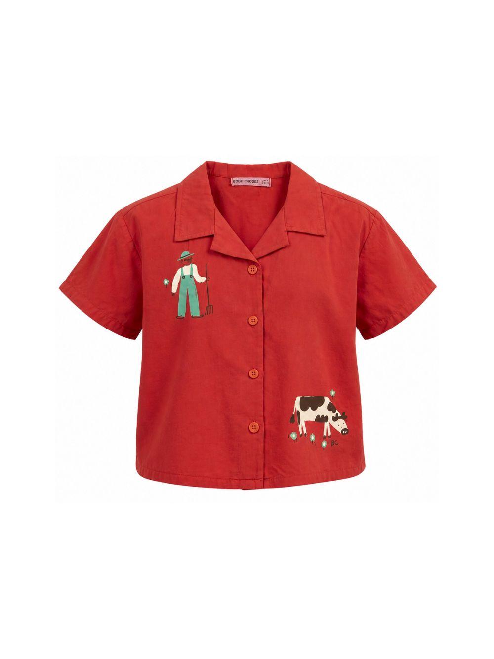 Camicia per bambino Bobo Choses Kids rossa con stampa grafica sul davanti B126AC034 611 BOBO CHOSES KIDS 