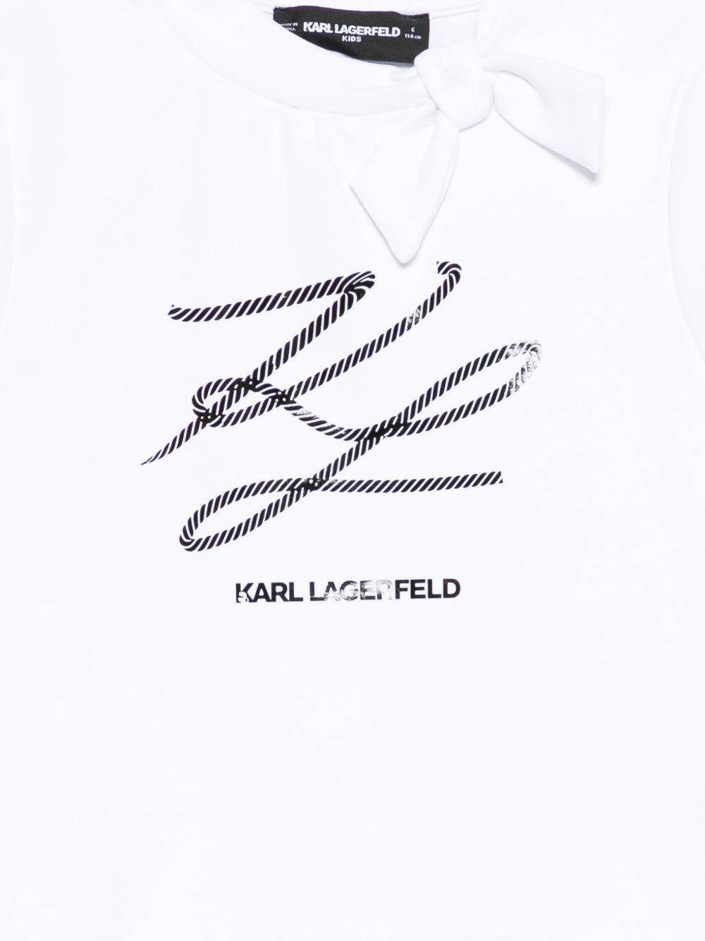 T-shirt per bambina Karl Lagerfeld Kids bianco con fiocco Z31165 10P KARL LAGERFELD KIDS 