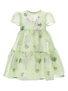 Abito per bambina Monnalisa verde con stampa a fiori 71G913 7652 0020 MONNALISA KIDS 
