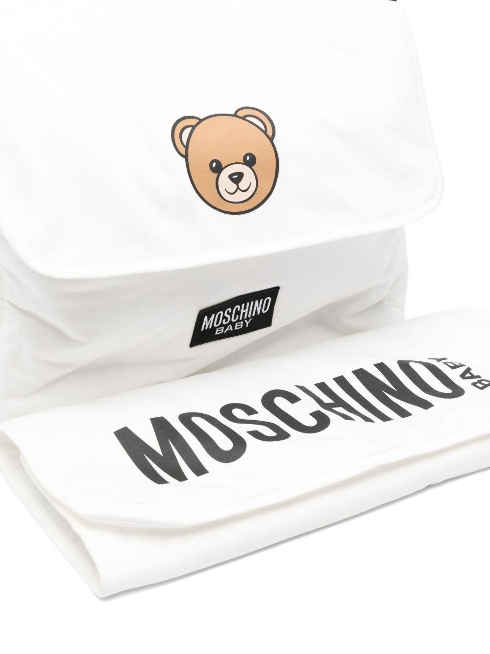 Borsa per neonati Moschino Kids bianca con stampa Teddy Bear MUX05VLCA19 10063 MOSCHINO KIDS 