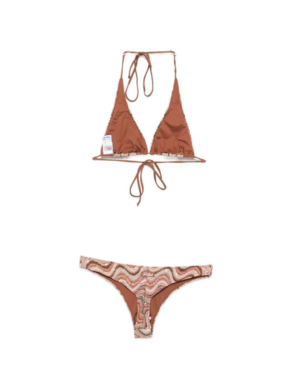 Bikini da donna Naomi MC2 Saint Barth marrone con motivo a zigzag NAO0001 07725L MC2 ST. BARTH 