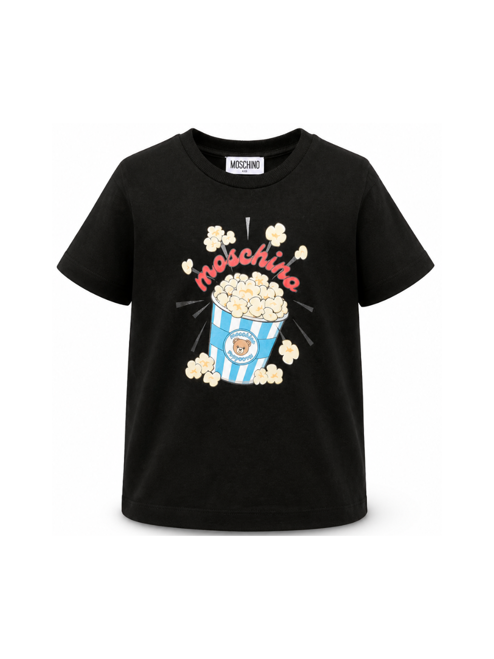 T-shirt per bambini Moschino Kids nera con stampa grafica HRM05WLAA10 60100 MOSCHINO KIDS 