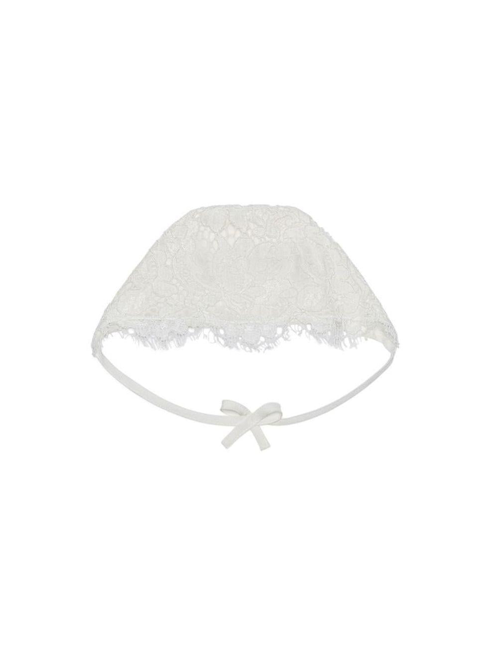 Cuffia per neonati Dolce & Gabbana Kids bianca con dettagli in pizzo L0EGC0 FLMKZ W0001 DOLCE & GABBANA KIDS 